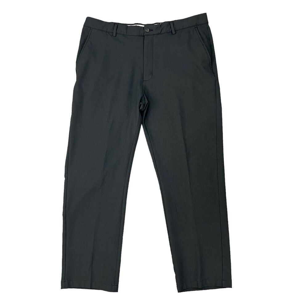 Greg Norman Pant Mens 38 Black Golf Flat Front Straight Stretch Performance